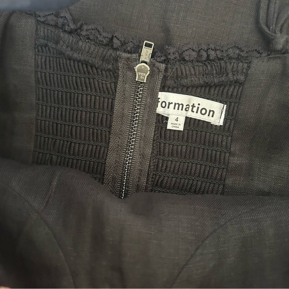 NEW Reformation Kieryn Linen Midi Dress - Black - Picture 8 of 10